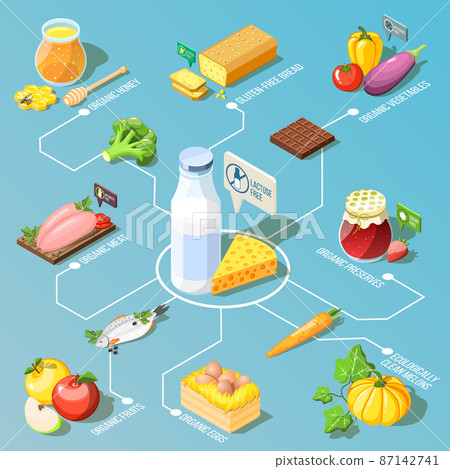 Organic Food Isometric Flowchart 87142741