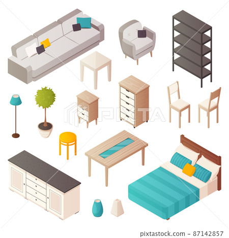 Isometric Home Furniture Set - Stock Illustration [87142857] - PIXTA