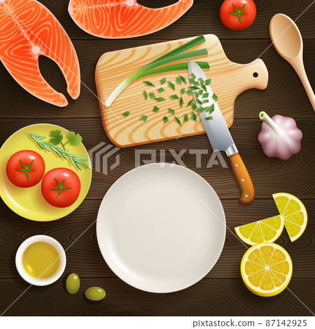 Flat Lay Cooking Dark Background Image 87142925