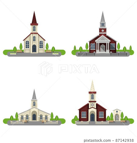 Church Decorative Flat Icon Set 87142938
