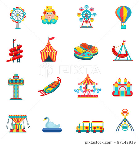 Amusement park icons set 87142939