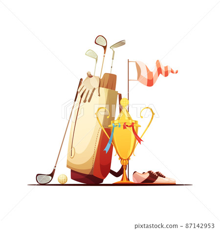 Golf Bag And Trophy Retro Icon Golf Bag And Trophy Retro Icon 87142953