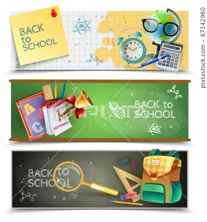 Back To School Horizontal Banners Set - Stock Illustration [87142960 ...