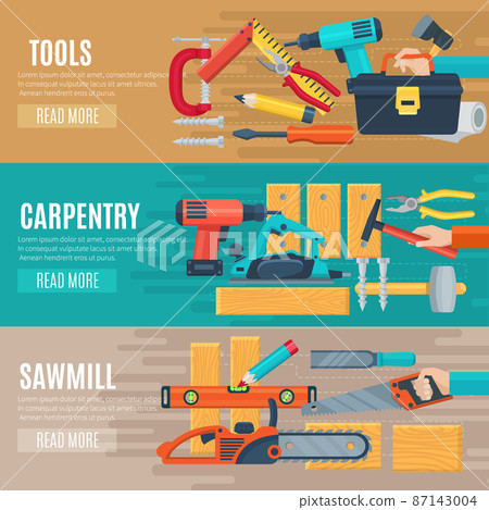 Horizontal Carpentry Banners With Tools Kit 87143004