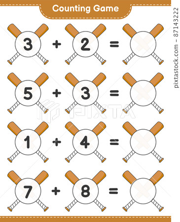 Count and match, count the number of Baseball Bat and match with the right numbers. Educational children game, printable worksheet, vector illustration 87143222