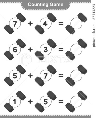 Count and match, count the number of Dumbbell and match with the right numbers. Educational children game, printable worksheet, vector illustration Count and match, count the number of Dumbbell and match with the right numbers. Educational children game, printable worksheet, vector illustration 87143223