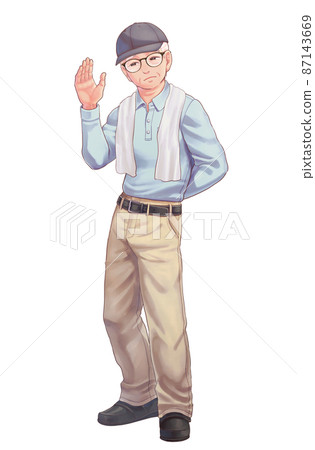 Illustration of a sad elderly man Illustration of a sad elderly man 87143669