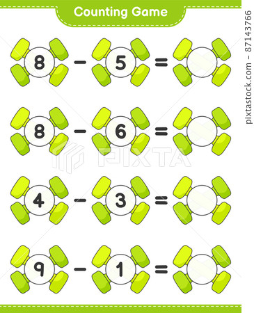 Count and match, count the number of Dumbbell and match with the right numbers. Educational children game, printable worksheet, vector illustration 87143766