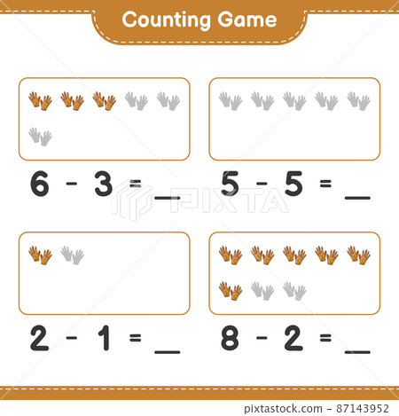 Count and match, count the number of Golf Gloves and match with the right numbers. Educational children game, printable worksheet, vector illustration Count and match, count the number of Golf Gloves and match with the right numbers. Educational children game, printable worksheet, vector illustration 87143952