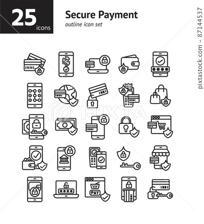 Secure Payment outline icon set. Vector and Illustration. 87144537