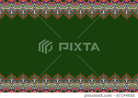 Yellow, Pink, Flower on Green Forest. Geometric ethnic oriental pattern traditional Design for background,carpet,wallpaper,clothing,wrapping,Batik,fabric, vector illustration embroidery style Yellow, Pink, Flower on Green Forest. Geometric ethnic oriental pattern traditional Design for background,carpet,wallpaper,clothing,wrapping,Batik,fabric, vector illustration embroidery style 87144688