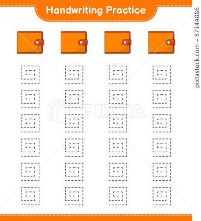 Handwriting practice. Tracing lines of Wallet. Educational children game, printable worksheet, vector illustration 87144886