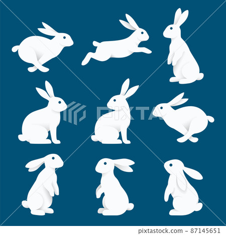 Bunny rabbit paper cuts style vector illustration. Bunny rabbit paper cuts style vector illustration. 87145651