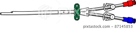 Illustration of a double lumen catheter for hemodialysis 87145853
