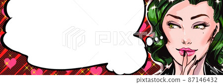 60's American comics Pounding illustrations of colorful-haired beauties looking enthusiastically 87146432