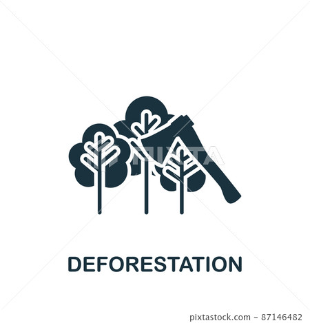 Deforestation icon. Monochrome simple icon for templates, web design and infographics 87146482