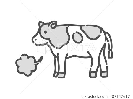 A simple illustration of a cow burping. 87147617