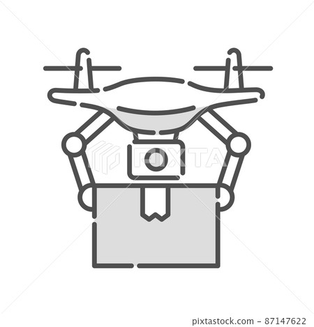 攜帶行李的無人機的插圖。送貨服務。 87147622
