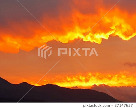 Fiery sunset clouds Fiery sunset clouds 87147637
