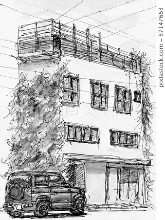 Speed sketch of an old building 87147663