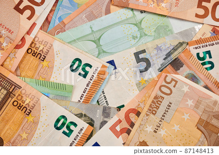Paper Banknotes - Photo of Euro and Dollars 87148413