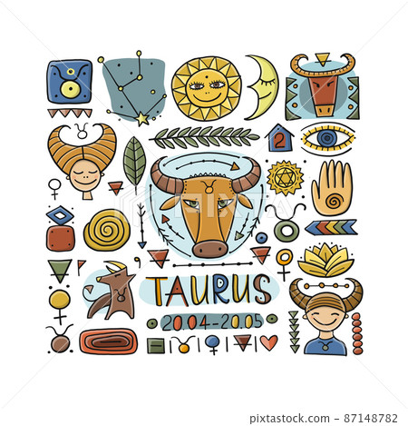 Illustration of Taurus zodiac sign. Element of Stock