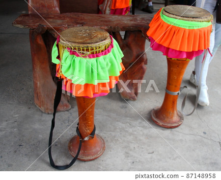 Thai drum on concrete floor. 87148958