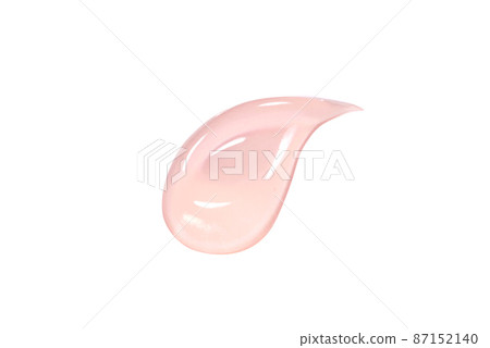 Drop of cosmetic cream, serum with transparent gel texture with micro bubble on white background 87152140