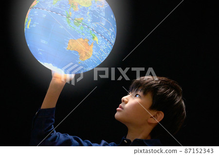 Boys staring at the lifted earth Environmental Sustainable SDGs image 87152343