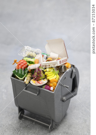 Trash can full of food waste (miniature photo) Trash can full of food waste (miniature photo) 87153034
