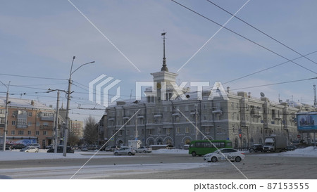 BARNAUL - JANUARY 21 central area of the city at rush hour on January 21, 2018 in Barnaul, Russia BARNAUL - JANUARY 21 central area of the city at rush hour on January 21, 2018 in Barnaul, Russia 87153555