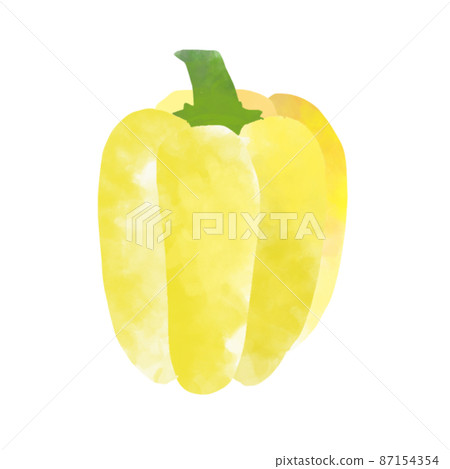 蔬菜黃色辣椒粉水彩風格插圖 87154354
