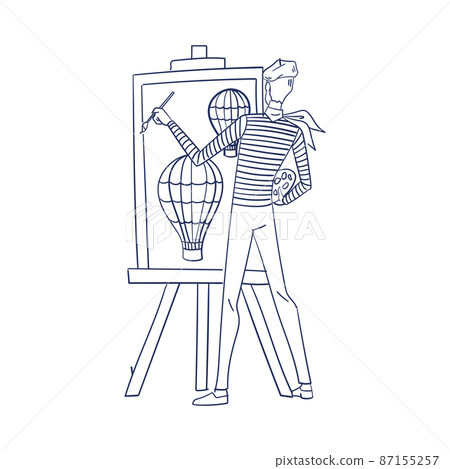 Isolated sketch of an artist with a canvas Vector Isolated sketch of an artist with a canvas Vector 87155257