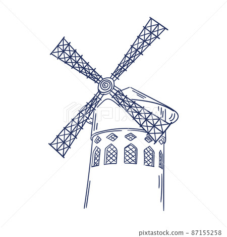Isolated sketch of moulin rouge landmark Vector Isolated sketch of moulin rouge landmark Vector 87155258