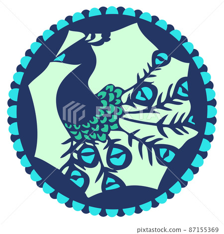 Peacock silhouette circular icon Peacock silhouette circular icon 87155369