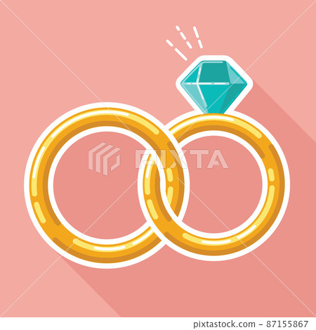 Flat Wedding Ring Linked Style Design Isolated Illustration Drawing Flat Wedding Ring Linked Style Design Isolated Illustration Drawing 87155867