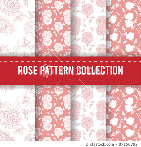 Seamless Pattern Background Hand Drawn Flower Rose Decorative Design Motif 87156792