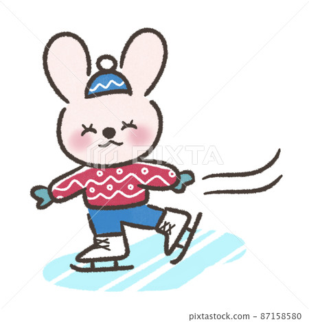 A smiling rabbit skating - Stock Illustration [87158580] - PIXTA