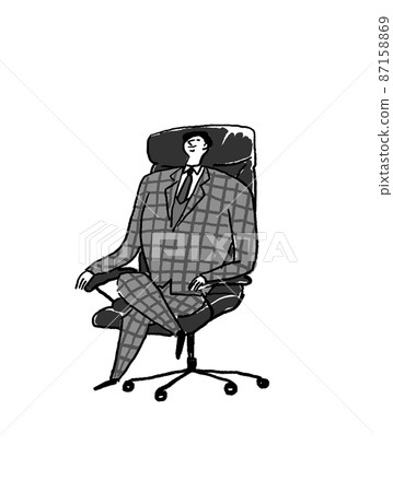 一個西裝革履的男人坐在總統的椅子上(垂直,居中) 一個西裝革履的男人坐在總統的椅子上(垂直,居中) 87158869