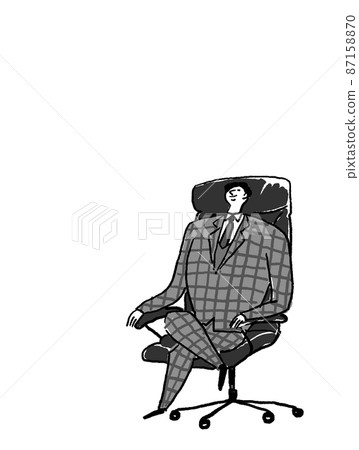 一個西裝革履的男人坐在總統的椅子上(垂直,右排列) 一個西裝革履的男人坐在總統的椅子上(垂直,右排列) 87158870
