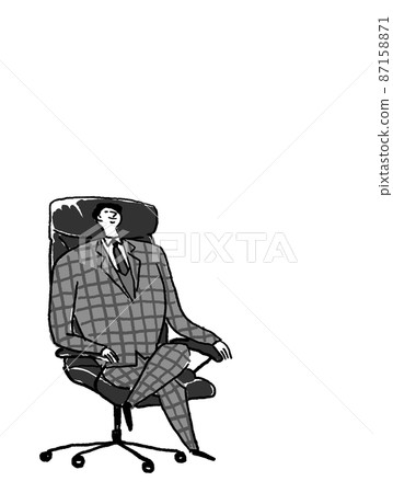 一個西裝革履的男人坐在總統的椅子上(垂直,左排列) 一個西裝革履的男人坐在總統的椅子上(垂直,左排列) 87158871
