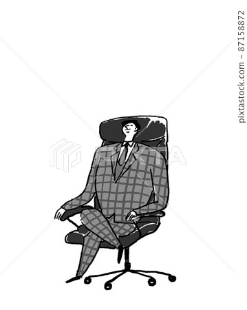 一個西裝革履的男人坐在總統的椅子上（垂直，中下排列） 87158872