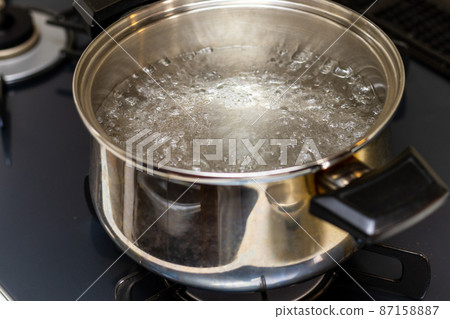 Water boiling in a metal pot Water boiling in a metal pot 87158887