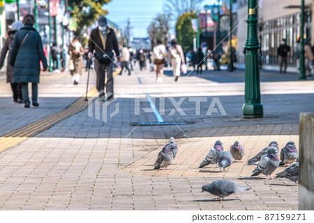 Yamato City, Japan Cityscape Sirius Square in front of Yamato Station in Corona. Overflowing with many elderly people = February 21 87159271