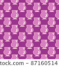 Vector seamless pattern with vase in flat style. Purple and pink color. For printing on fabric, for printing on paper, for fashion design. 87160514