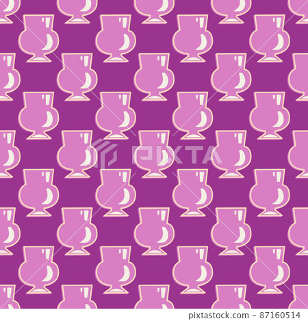 Vector seamless pattern with vase in flat style. Purple and pink color. For printing on fabric, for printing on paper, for fashion design. Vector seamless pattern with vase in flat style. Purple and pink color. For printing on fabric, for printing on paper, for fashion design. 87160514