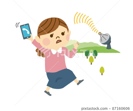 一個女人正在尋找一個無線電波好的地方 87160606