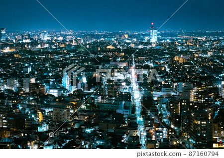 Night view of a residential area in Setagaya Ward from Sangenjaya Carrot Tower 87160794