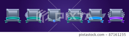 Square silver award badges for win in game Square silver award badges for win in game 87161235