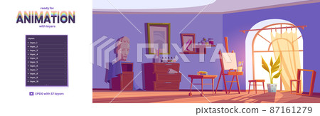 Parallax background with art studio, artist room 87161279